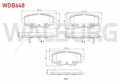 WALBURG WDB648 Brake Pad Rear with Wear Indicator 13.8mm Mazda 3 (Bm) Skyactive G100-G120-G165-D150 2013 — Brake Pads