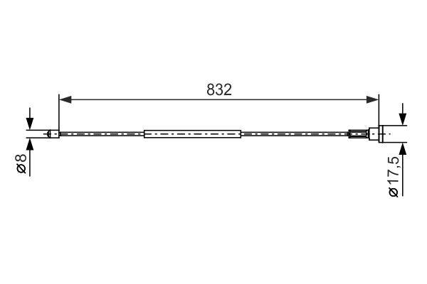Bosch 1987477661 El Brake Cable Rear Right Opel Corsa C 1.0 1.2 1.3 1.7 830 mm — Brake Cables & Hardware