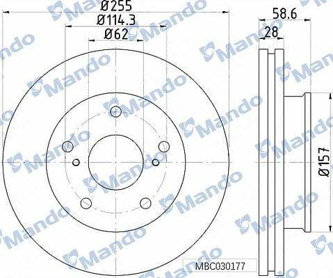 MANDO Disc Brake MBC030177 for 2006 Hilux 2.5D-4D — Brake Rotors & Drums