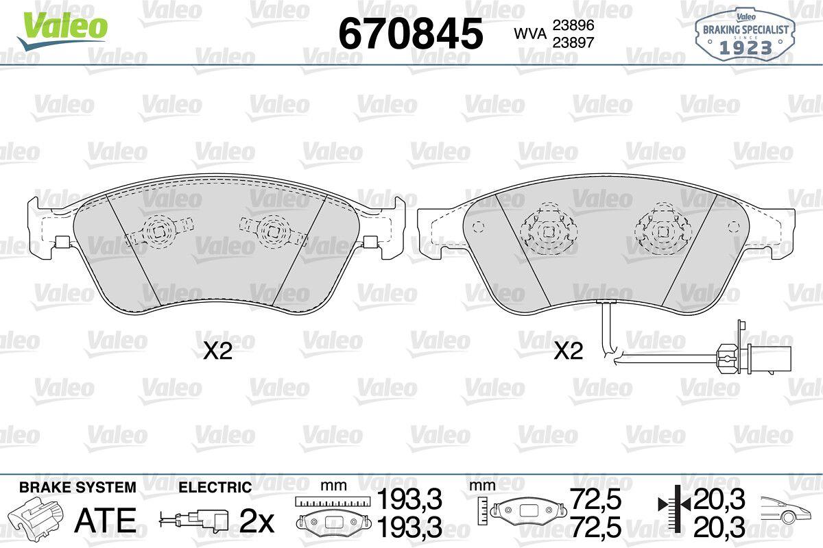 Valeo 670845 Front Brake Pad Audi A6 A8 VW Phaeton 2.0 TFSI 04-11 — Brake Pads