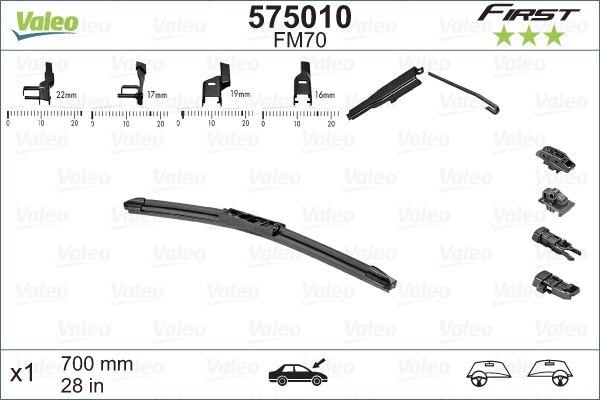 Valeo 575010 Wiper Blade 700mm First Multiconnection Fm70 Universal — Wipers