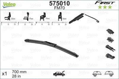 Valeo 575010 Wiper Blade 700mm First Multiconnection Fm70 Universal — Wipers