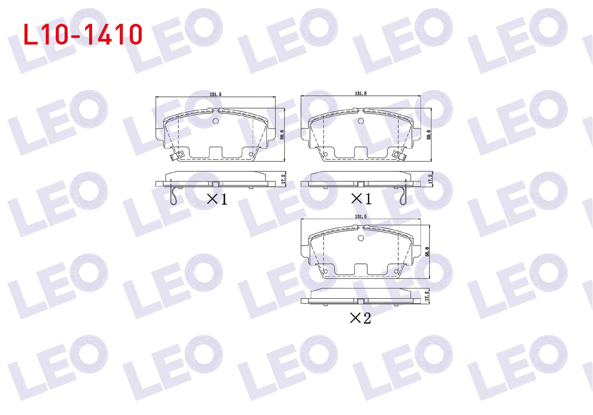 LEO L10-1410 Brake Pad Front with Wear Indicator Nissan Primera (P12) 1.6i 2002-/ Primera (P12) 1.8i 16V 2002-/ — Brake Pads