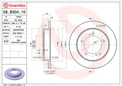Brembo 08.B304.10 Brake Disc Front Straight-(289-5)-(Suzuki Jimny 1.3 01 /) — Brake Rotors & Drums