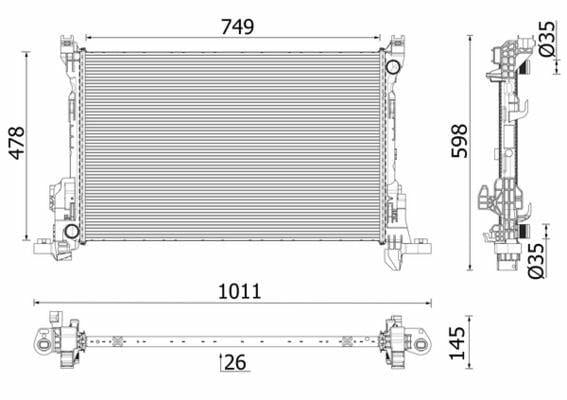 mahle radiator for euro 6 renault traffic, technical specifications of małe radiator MAHLE BEHR CR2637000P Radiator - Euro 6 for Renault Traffic III 2.0 | Plastic & Aluminum Construction BEHR Su Radyatörü Euro 6 Renault Traffic radiator, mahle, renault-traffic, car-parts, cooling-system, vehicle-maintenance, auto-repair, mechanics, automotive, ai-generated