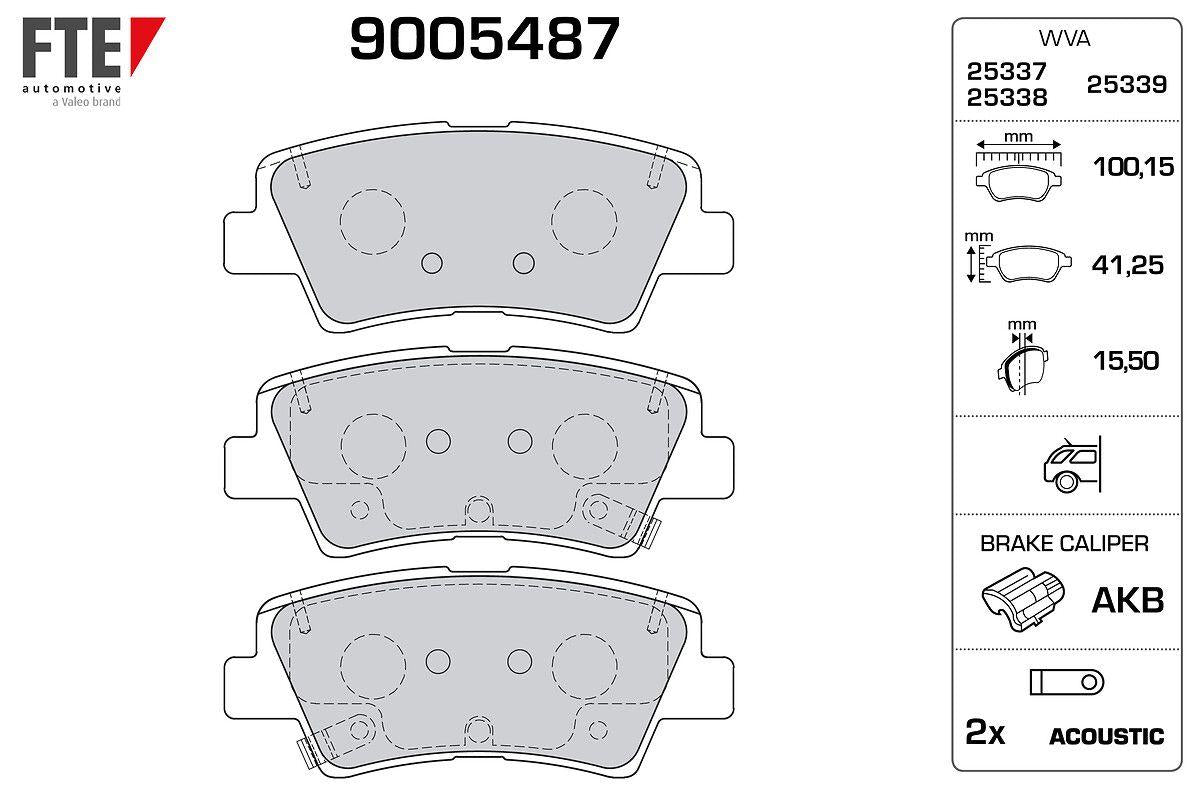 Fte 9005487 Rear Brake Pad Hyundai Accent Blue 11-> Elantra 11-> I40 11-> i30 11-> Optima 11-15 Rio 11-> Cee — Brake Pads