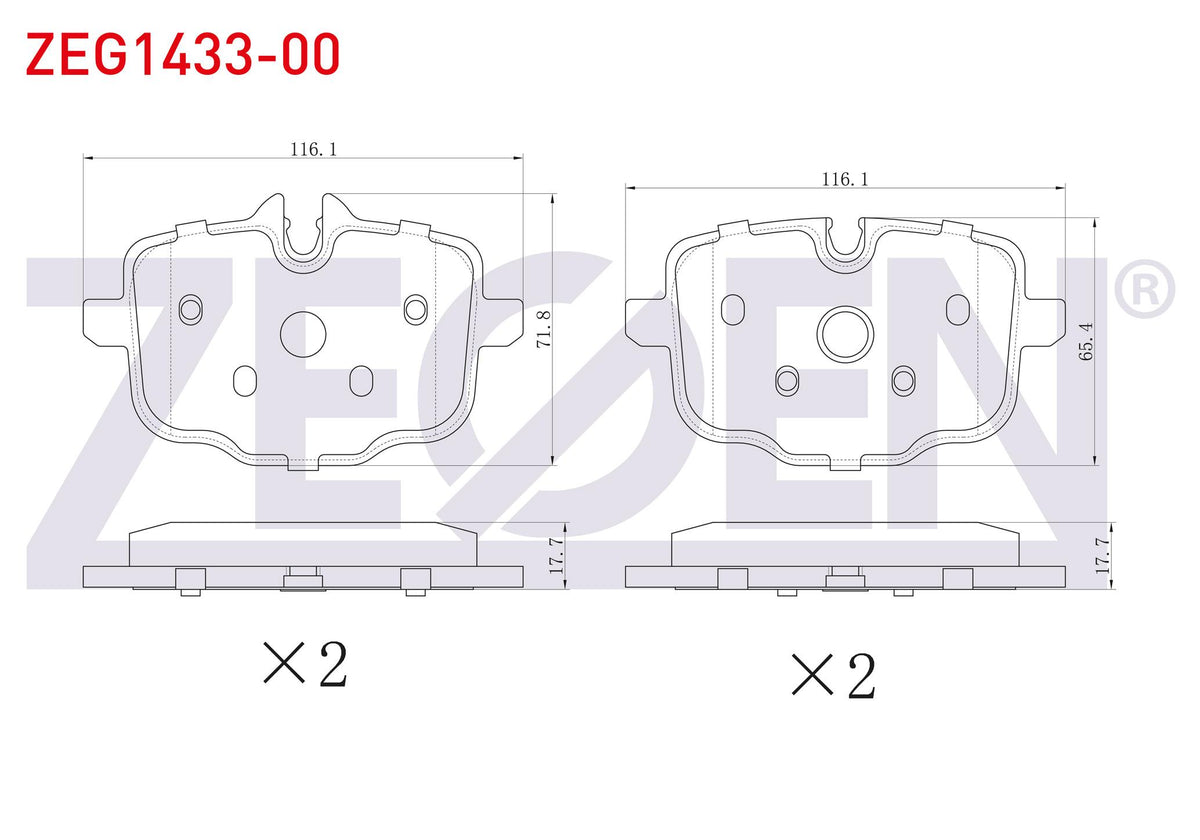 Zegen ZEG1433-00 Brake Pad Rear BMW 5 Series (F10) 535 D 2010-/ (F10) 525 D 2010-/ (F10) 520 i 2010 — Brake Pads