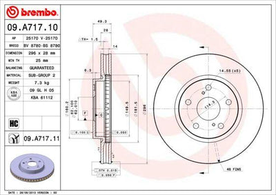 Brembo 09.A717.11 Brake Disc Front UV Coated Lexus — Brake Rotors & Drums