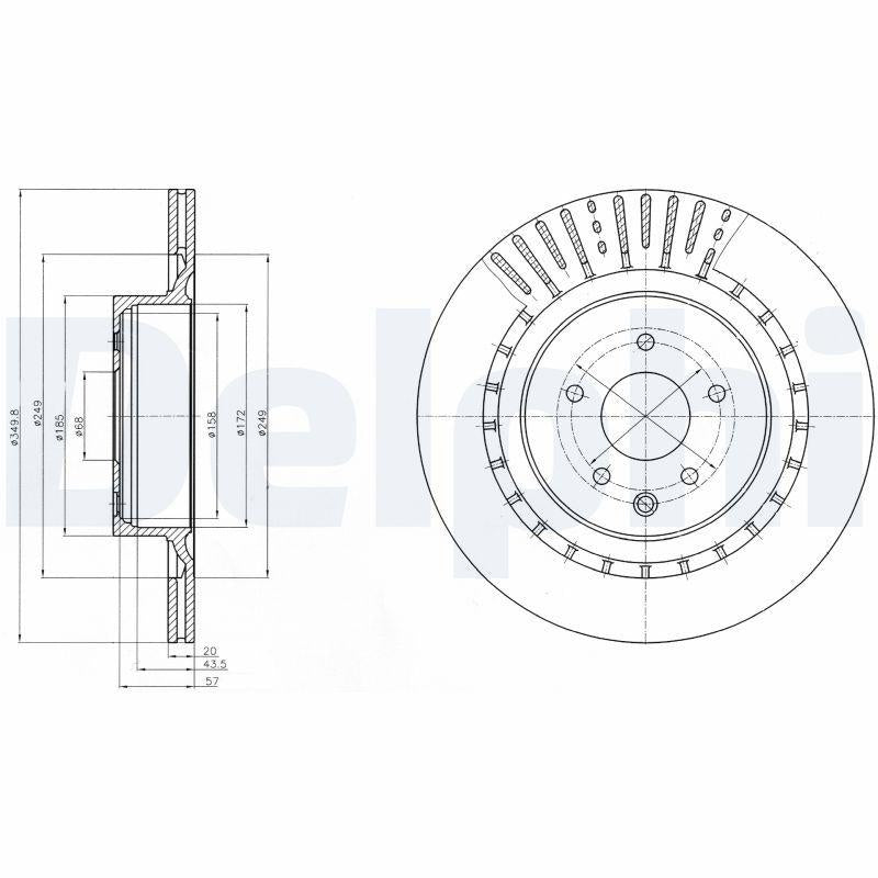 Delphi BG4230C Brake Disc (Twin Pack)-Painted, Drilled — Brake Rotors & Drums