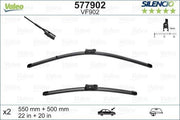 valeo 577902 mini cooper wiper blade set display, valeo wiper blades in packaging, close-up of valeo wiper blade design VALEO 577902 Mini Cooper Wiper Blade Set - 55cm + 50cm Length | For Car Owners VALEO 577902 Mini Cooper Wiper Blade Set valeo, mini-cooper, wiper-blade-set, car-accessories, windshield-wipers, left-hand-drive, car-maintenance, vehicle-visibility, ai-generated, vehicle-accessories