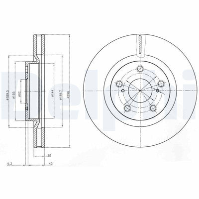 Delphi Disc Brake for 06-16 RAV4 2.0-2.2 - Coated for Enhanced Durability — Brake Rotors & Drums