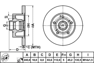 MGA 50314 Rear Brake Disc-245×10 5×112 (Audi A4 95-01) — Brake Rotors & Drums