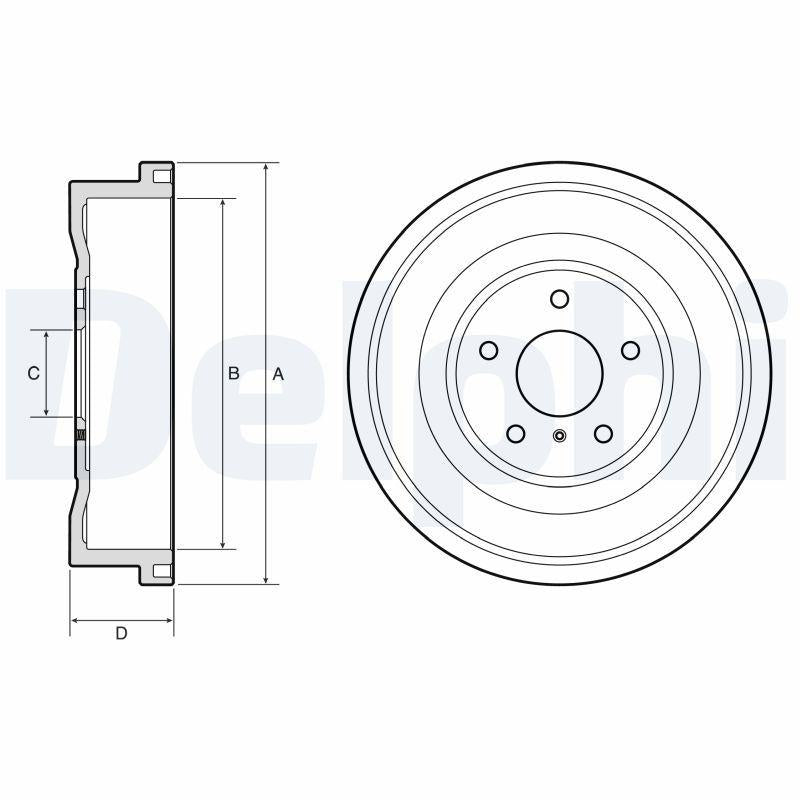 Delphi BF669 Rear Brake Drum Ford New Courier 1.0 Ecoboost 1.5 Ecoblue 2022 > — Brake Rotors & Drums