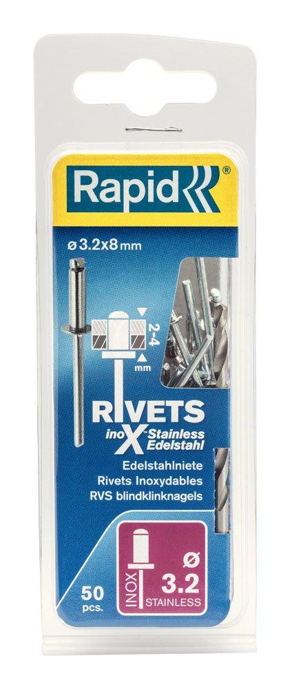Rapid 5000393 Stainless Steel Rivets 3.2x8 mm (1 pack/50 pcs)