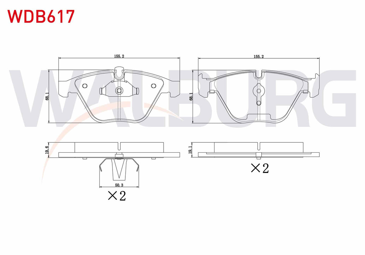 WALBURG WDB617 Brake Pad Front BMW 3 Series (E90) 318 i 2005-2011 / (E90) 320 i 2005-2011 / (E90) 320 D 2005-201 — Brake Pads