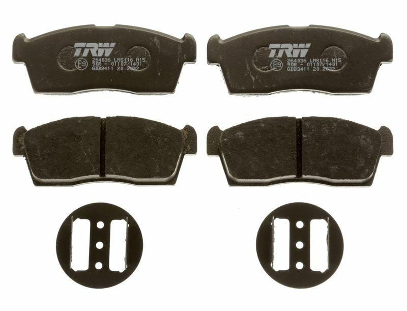trw front brake pads for suzuki alto and daihatsu sirion, trw gdb3411 brake pad technical specifications TRW GDB3411 Front Brake Pads - Disc Brake Set for Suzuki Alto Ignis & Daihatsu Sirion | Dimensions: 108.7mm x 14.6mm x 42.8mm TRW GDB3411 Front Brake Pads for Suzuki Alto & Daihatsu brake-pads, trw-gdb3411, suzuki-alto, daihatsu-sirion, disc-brake, car-parts, mechanics, upgrade, vehicle-performance, ai-generated