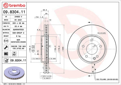 Brembo 09.8304.11 Front Brake Disc W203-209-210-170-171...Set — Brake Rotors & Drums