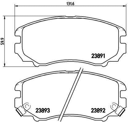 Brembo P30018 Brake Pad Front (Hyundai Elantra 95 / 05 / Matrix 01 / 10 / Sonata 96 / 98 Ssangyoung Korando 98 / — Brake Pads