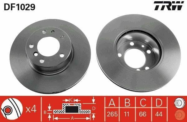 TRW DF1029 Brake Disc - Performance for Laguna Safrane 2.0/2.2 — Brake Rotors & Drums