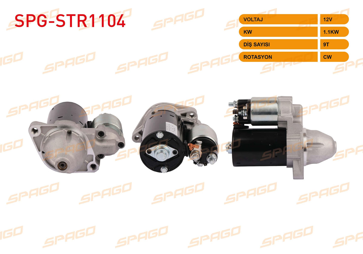 SPAGO SPG-STR1104 Starter Motor 12V 1.1Kw 9 Outer Cw (Str6421) C (W203 W204) 02-14-E (W211 W212) 02-16 — Starting & Charging