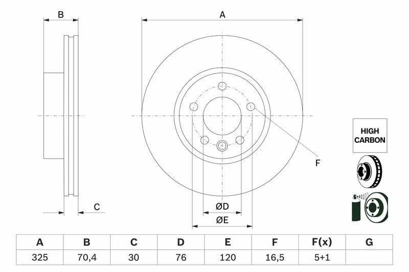 BOSCH 0986479F22 - Disc Front (Ad) 16-Crafter 2.0 TDI - Brake Disc Pair — Brake Rotors & Drums