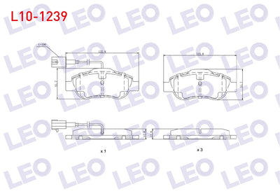 LEO L10-1239 Brake Pad Front with Connector Fiat Fiorino 1.3 Mjt 2007-/ Linea 1.3 Mjt 2007-/ Linea 1.4 2007-/ Do — Brake Pads