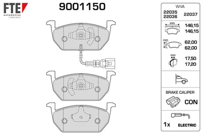 Fte 9001150 Front Brake Pad Golf VII Leon Octavia 1.2 / 1.4 / 1.8 / 2.0 TSI 1.6 / 2.0 TDI 13 > > — Brake Pads