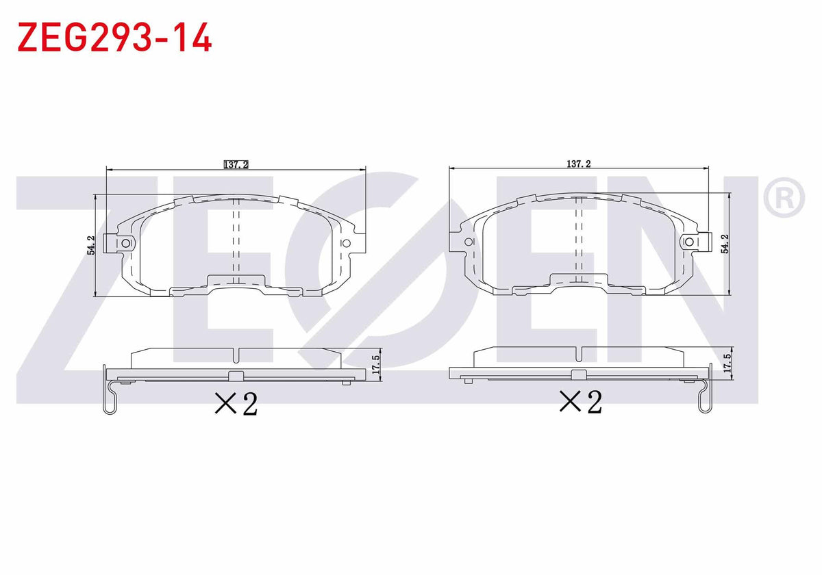Zegen ZEG293-14 Brake Pad Front with Wear Indicator Nissan Juke 1.5 dCi 2010-/ Juke 1.6 DiG-T 2010-/ Juke 1.6 20 — Brake Pads