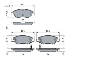 Bosch 0986424042 Brake Pad Front Fiat Egea 15-20 1.3 JTD/1.6 MJT/1.4/1.0 Large Type — Brake Pads