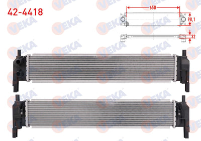 Veka 424418 Turbo Radiator Volkswagen Golf VII (5G1) 1.6 TDI 2012- — Radiators & Fans
