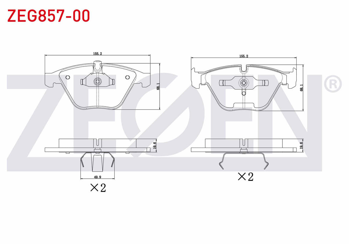 Zegen ZEG857-00 Brake Pad Front BMW 3 Series (E90) 330 Xi 2005-2011 / (E92) Coupe 330 D 2005-2011 / 5 Series (E6 — Brake Pads