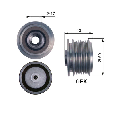 Gates OAP7112 Alternator Pulley Focus / Fiesta / C-Max / S40 / V50 1.6-2.0 TDCi — Starting & Charging