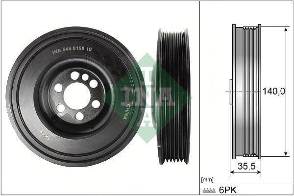 INA 544015910 V Belt Pulley for Golf V VI, Jetta and 8 more models — Belts