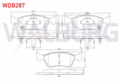 WALBURG WDB287 Brake Pad Front with Wear Indicator Toyota Avensis (T22) 1.6i 1997-2003 / Avensis (T22) 2.0i 1997 — Brake Pads