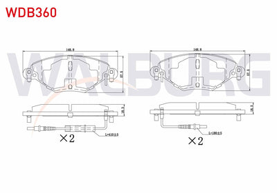 WALBURG WDB360 Brake Pad Front with Connector Citroen C5 II 1.6 HDi 2004-2008 / C5 II (Rc) 2.0 2004-2008 / C5 II — Brake Pads
