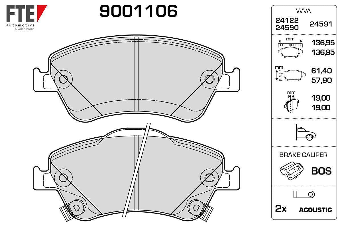 Fte 9001106 Brake Pad Front Corolla D4d 07-12 Auris D4d 07-12 Corolla 1.4 D4d 2013- — Brake Pads