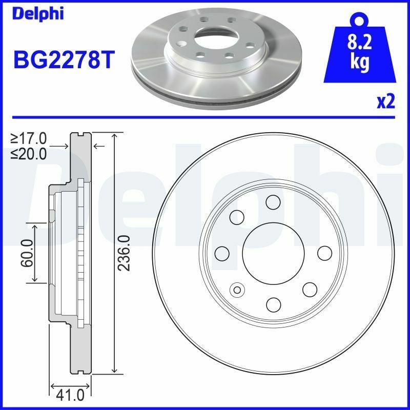 Delphi BG2278T - Brake Disc for Astra & Corsa — Brake Rotors & Drums