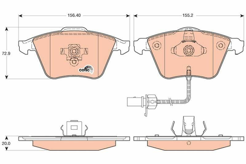 trw gdb1617 brake pads front view, trw gdb1617 brake pads side view, trw gdb1617 brake pads dimensions TRW GDB1617 Brake Pads - Premium Quality Front Brake Pads for Audi A6 2005-2011 & A4 2001-2008 | 210mm TRW GDB1617 Brake Pads for Audi A6 & A4 trw, brake-pads, audi-a6, audi-a4, car-parts, automotive, mechanics, front-brake-pads, ai-generated, automotive-parts