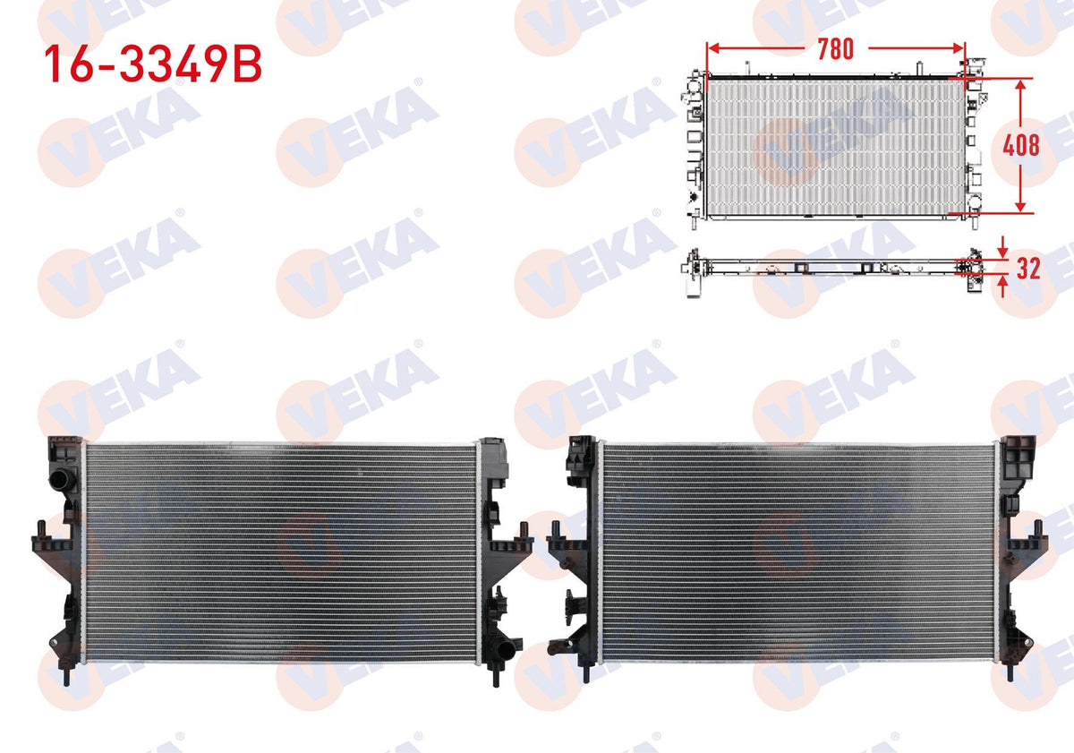 Veka 16-3349B Su Radiator Brazing Peugeot Boxer 2.0 2015-/ Citroen Jumper 2.0 BlueHDi 2015-/ M-T — Radiators & Fans