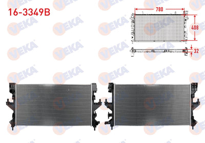 Veka 16-3349B Su Radiator Brazing Peugeot Boxer 2.0 2015-/ Citroen Jumper 2.0 BlueHDi 2015-/ M-T — Radiators & Fans
