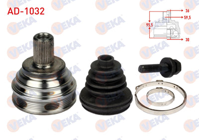 Veka AD-1032 CV Joint Left-Right Front Outer 36X30x59.5mm Length 95.5mm Volkswagen Golf V (1K1) 1. — Axles, CV Joints & Boots