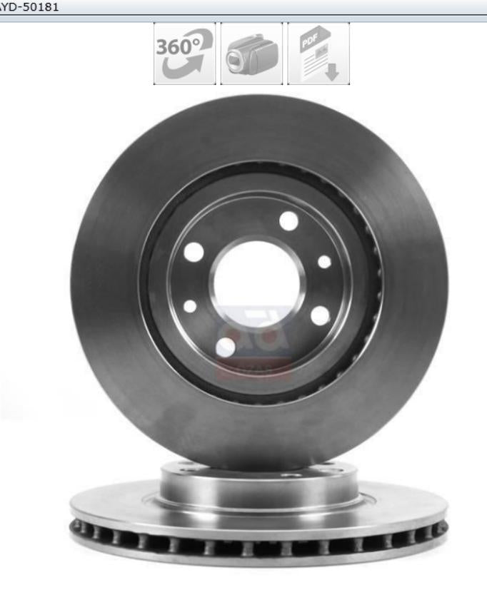 AYD 10-50181 50181 / Disc Front (Ad) 13-Clio.IV-Logan Internal with Ventilation / | Set of 2