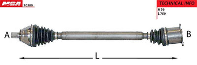 MGA 70380 Axle Complete Right-(VW: Passat 2.0 TDI Bkp Automatic /Caddy 1.9 Bls /Jetta 1.9 TDI Bxe — Axles, CV Joints & Boots