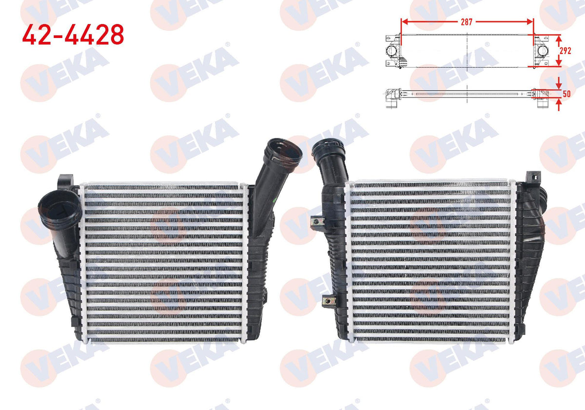 Veka 42-4428 Turbo Radiator (Intercooler) Volkswagen Touareg 3.0 TDI V6 2002-/ Audi Q7 3.0 TDI-3.0 TFSI 20 — Radiators & Fans