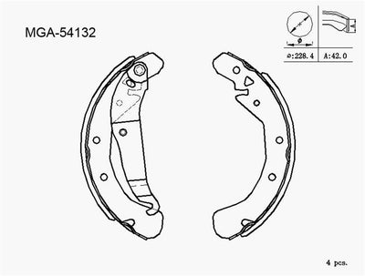 MGA 54132 Brake Drum Brake Pad with Lever (Opel: Astra H G Zafira Combo C 95-02) — Brake Pads
