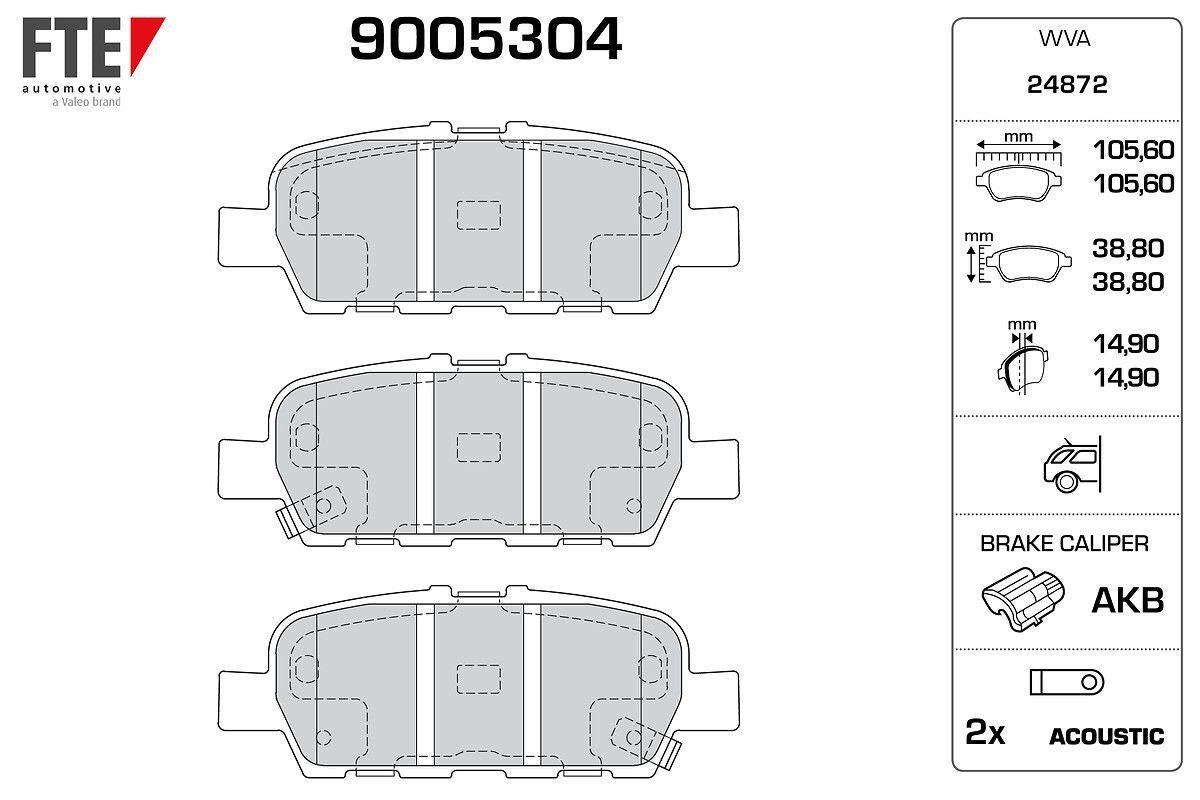 Fte 9005304 Brake Pad Rear Cube Juke 10 > Pulsar 14 > Q50 Q60 Q70 13 > Grand Vitara II 03 > — Brake Pads