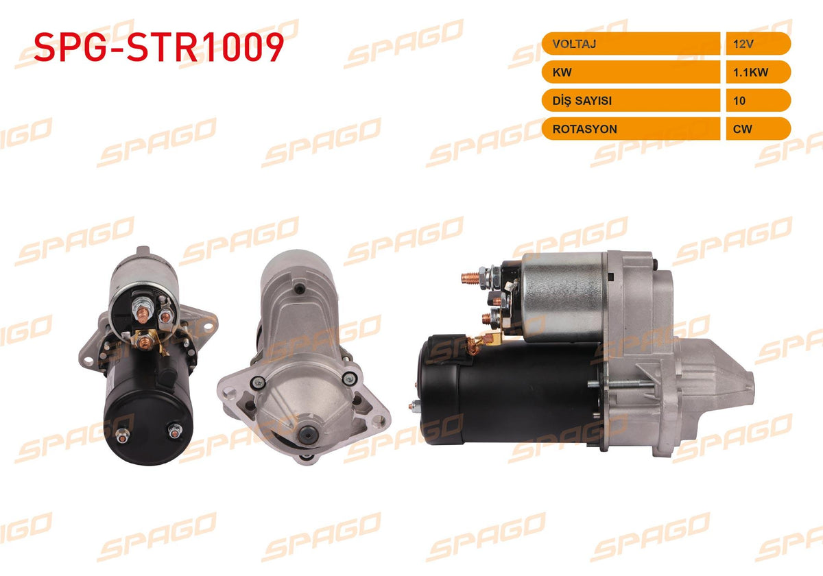 SPAGO SPG-STR1009 Starter Motor 12V 1.1Kw 10 Outer Cw (Str3010) Astra F G H 91-10-Vectra 88-08-Corsa 82 — Starting & Charging