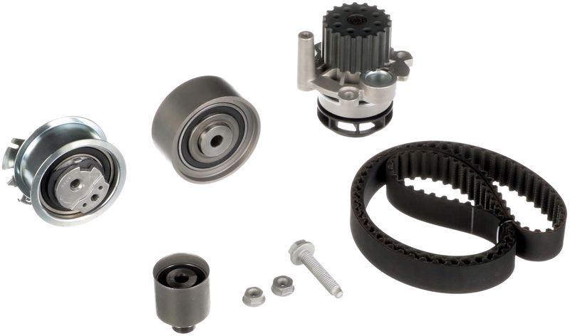 Gates KP15607XS-1 Timing Set + Water Pump 04-Golf.V-Jetta-Passat-Tou-A3-A4-A6 2.0 TDI *Bkp* — Water Pump & Thermostat