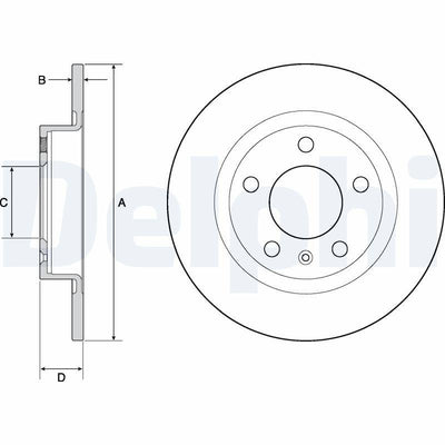 Delphi BG4675 Brake Disc Opel Corsa E 5 Bij 264 mm Rear — Brake Rotors & Drums