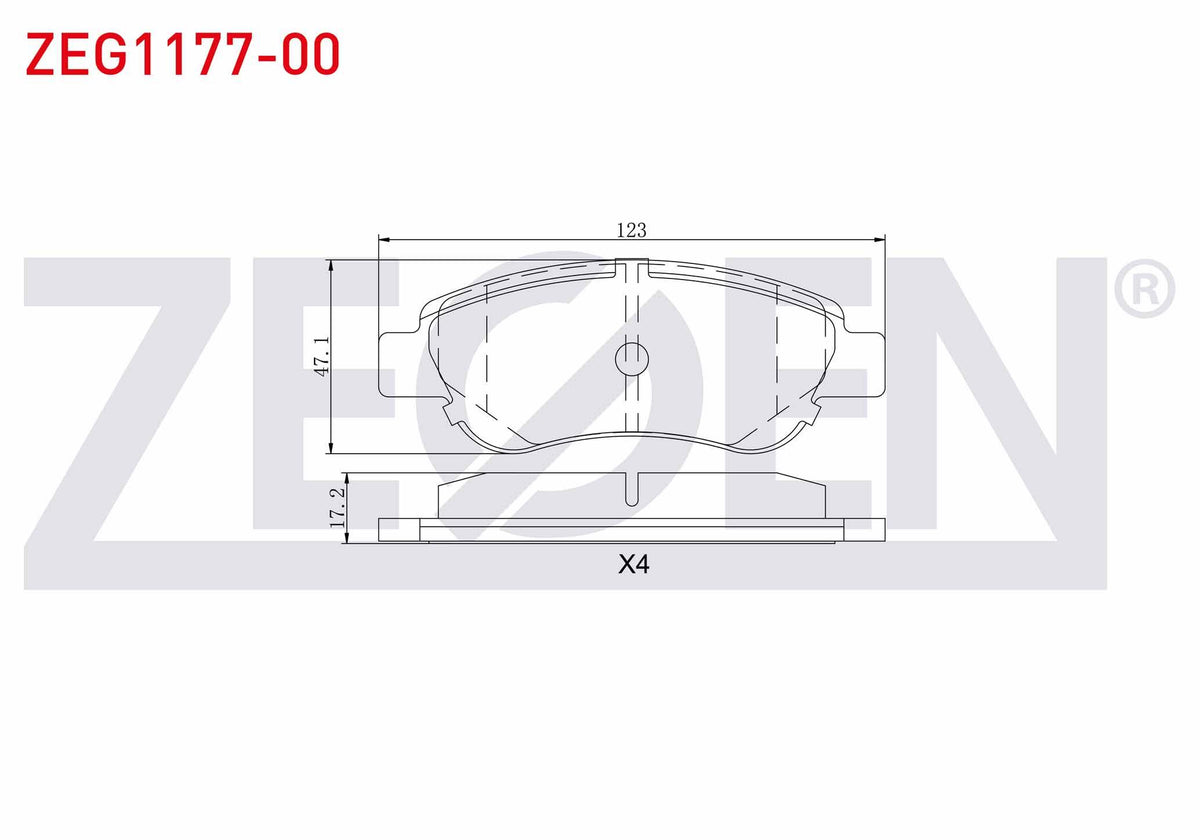 Zegen ZEG1177-00 Brake Pad Front Peugeot 107 1.0i 2005-/ Peugeot 107 1.4 HDi 2005-/ Citroen C1 (Pm_ — Brake Pads